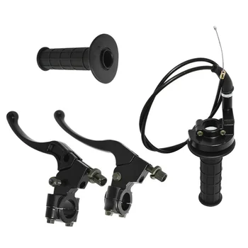

7/8in Handlebar Grip Kit Throttle Clamp Cable Brake Lever For Doodlebug