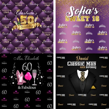 

InMemory Step and Repeat Background for Photography Props Customize age 40th 50th 60th Birthday Backdrop for Photo Studio