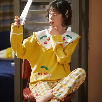 

Cute Winter Cotton Pajamas Set Pjs Women Sleepwear Cartoon Printed Pyjamas Plus Size Home Clothes Long Sleeve Pijama Mujer Femme