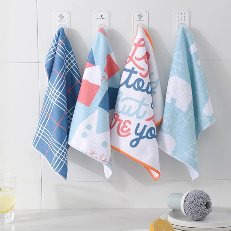 4Pcs/set Soft Polyester kitchen dish Cloth High-efficiency tableware Household Cleaning Towel kichen tools gadgets cosina