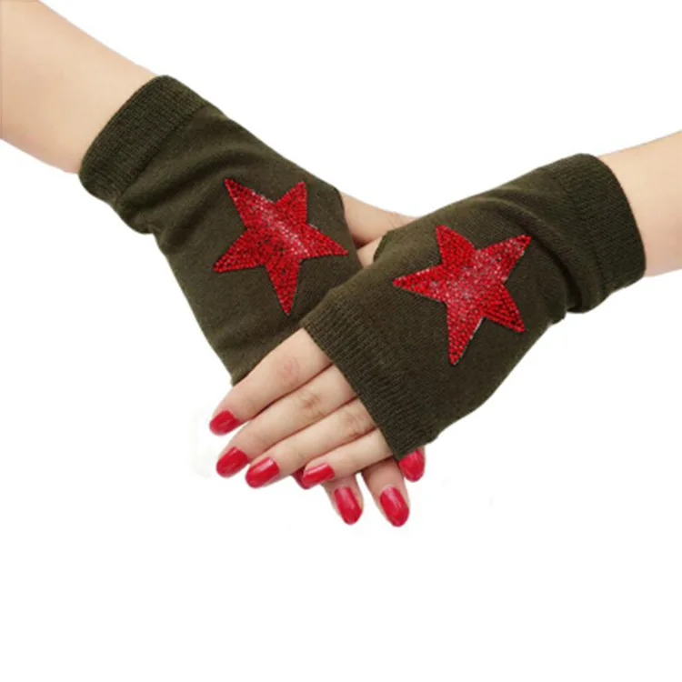 Sailor dance gloves Rivet wool gloves spring and autumn black half-finger gloves show gloves Sailor dance gloves Rivet wool gloves spring and autumn black half-finger gloves show gloves