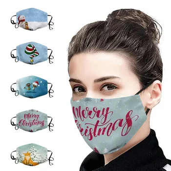 

5pc Reusable Mask Outdoor Mouth Christmas Print Cloth Face Mask Anime Dustproof Protection Face Shiled Mask Mascara Mascarillas