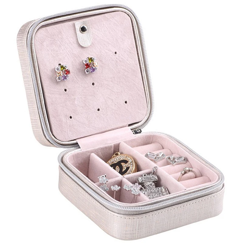 

Jewelry Box Storage Box for Ring Earrings Necklace Display Bracket Organizer Silver Grey
