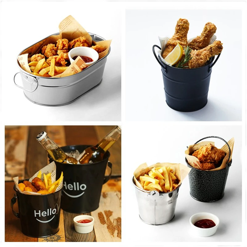 Ice Bucket French Fries Small Bucket Coffee Shop Bar Party Creative Mini Ice Fries Barrel Iron