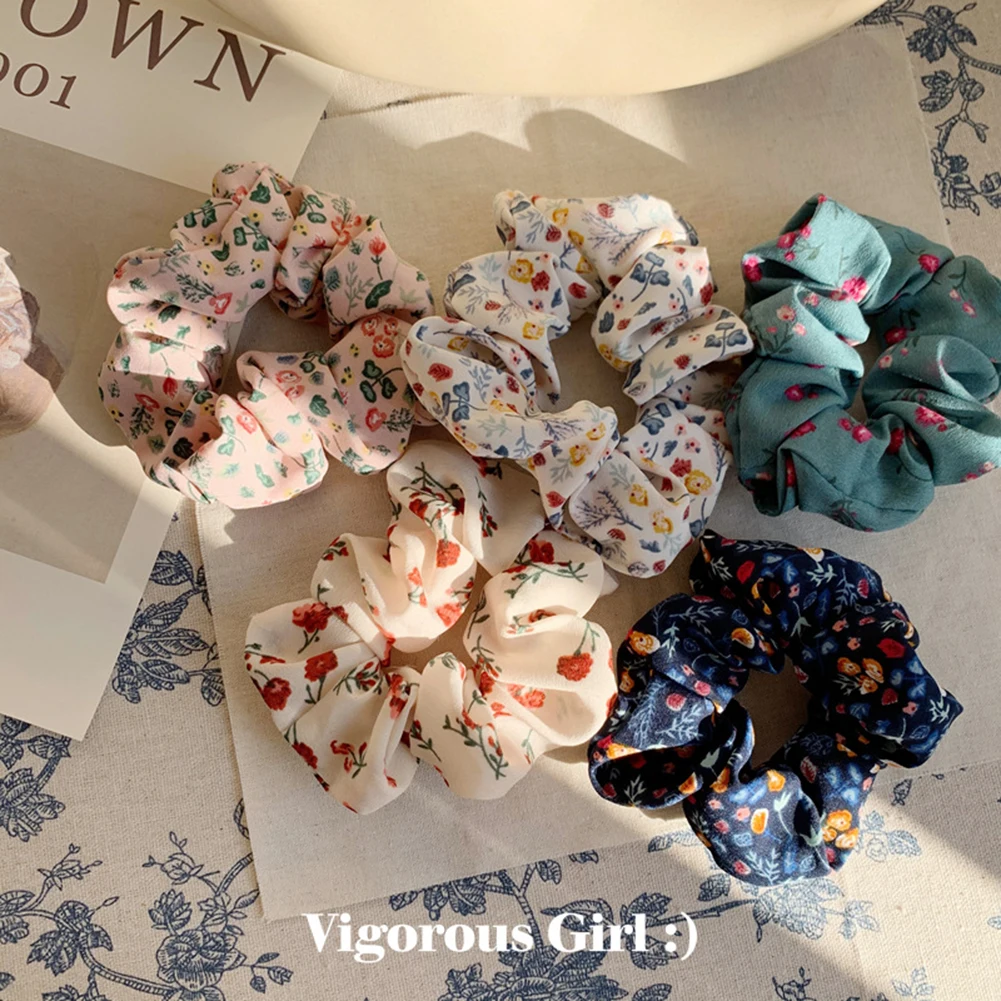 

Fashion Floral Printed Scrunchies Women Hair Ties Elastic Hair Bands Girls Headwear Cute Ponytail Holder Hair Accessories