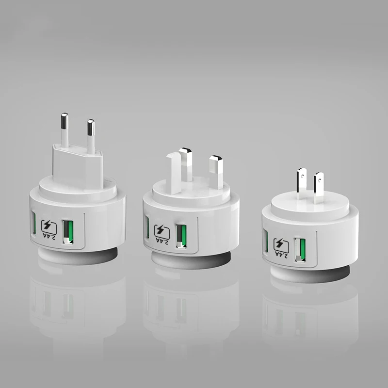 2 Порты и разъёмы USB Зарядное устройство Ночной светильник в случае если у вас возникают какие-либо Светодиодная лампа Яркость Регулируемый Великобритании ЕС США 5V 2.4A адаптер Портативный Tarvel телефон Зарядное устройство