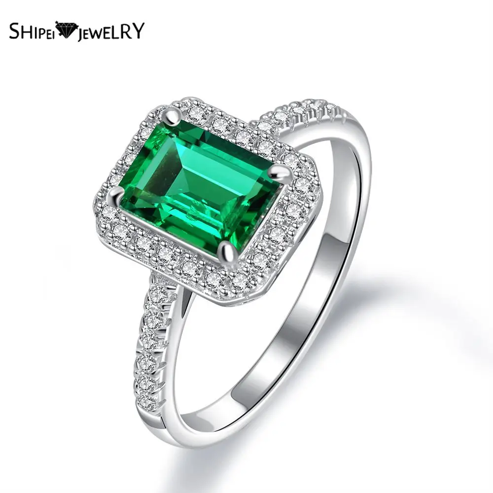 Shipei Роскошный Бриллиантовый Серебряный Изумрудный винтажный драгоценный камень