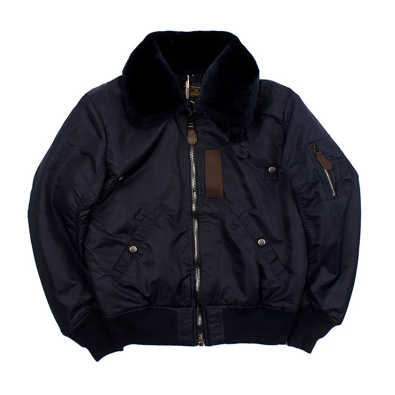 Плюс размер Мужская летная куртка B15, классическое повседневное зимнее теплое шерстяное пальто с воротником. Толстые хлопковые куртки. Качественные продажи - Цвет: Синий