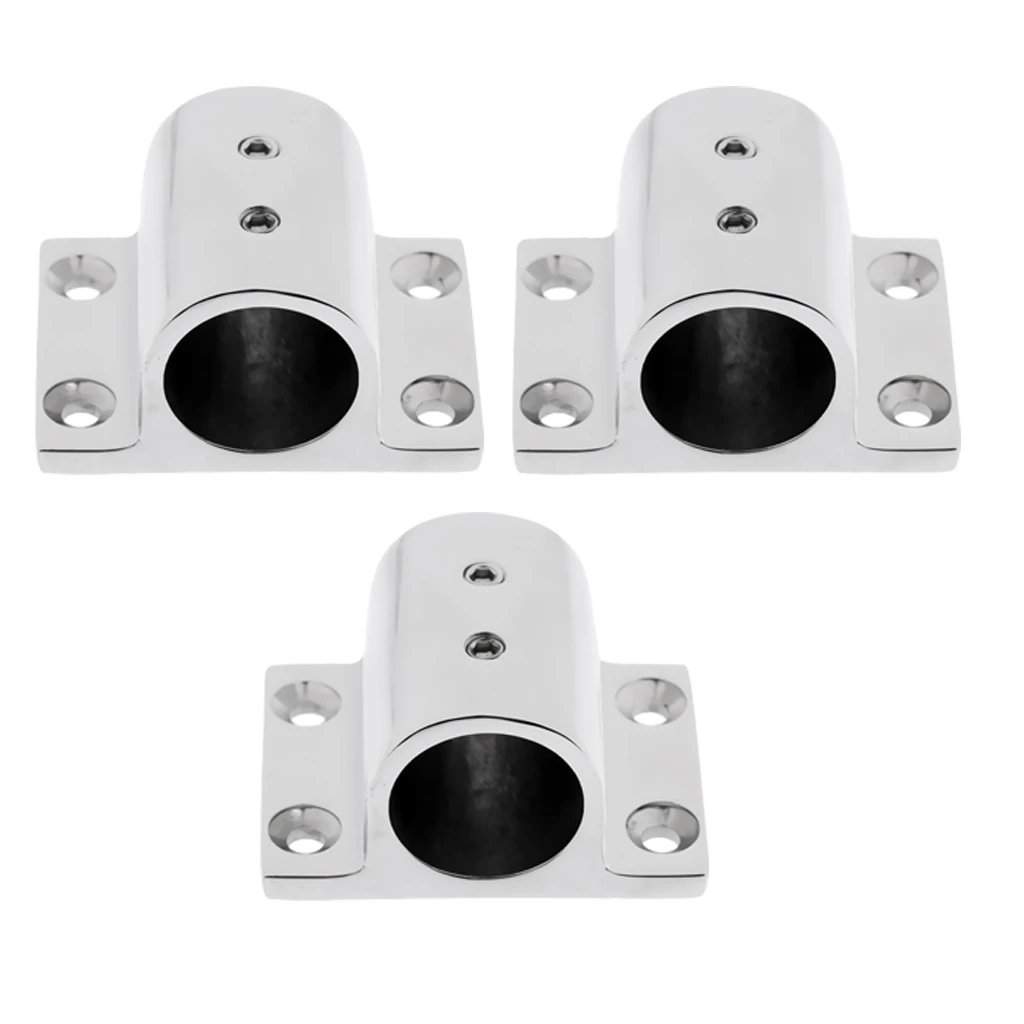3pcs Marine Boat Hand Rail Fitting 90 Degree Rectangle Stanchion Base for 1inch Tube
