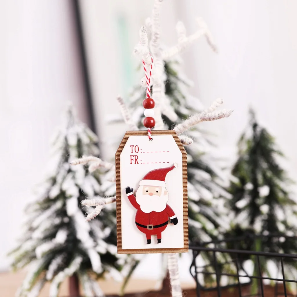 Navidad бирка для подарков последние с Санта-Клаусом и оленем Снеговик деревянные подвесные украшения для рождественской елки украшения для дома Noel Декор год