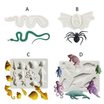 

Rattlesnake Spider Keychain Earrings DIY Resin Casting Molds Shell Conch Octopus Penguin Bear Molds Jewelry Making Tools