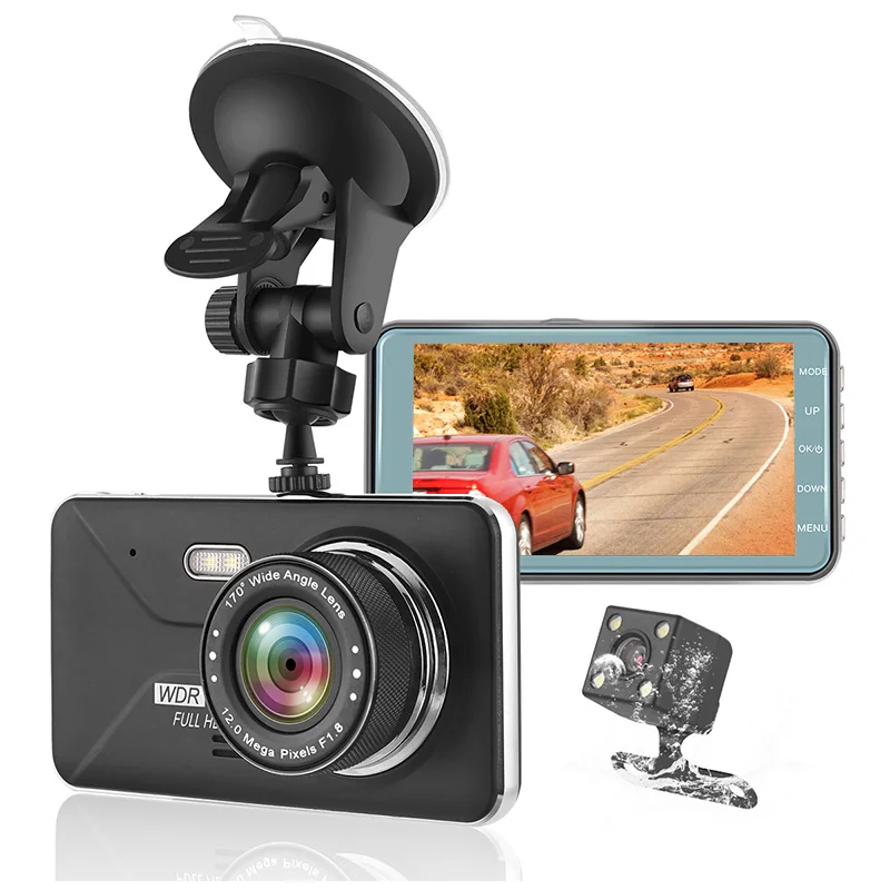 HD1080P " ips Автомобильный видеорегистратор для транспорта, с двумя объективами фронтальная+ задняя камера ночного видения Автомобильная камера рекордер g-сенсор видеорегистратор на 170 градусов