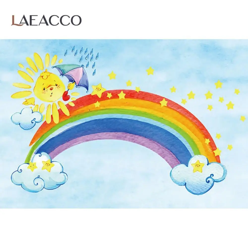 Laeacco Rainbow Child Sun Cloud Rain Portrait Baby Cartoon Drawing Pattern  Photo Backdrop Photography Background Photocall - Backgrounds - AliExpress