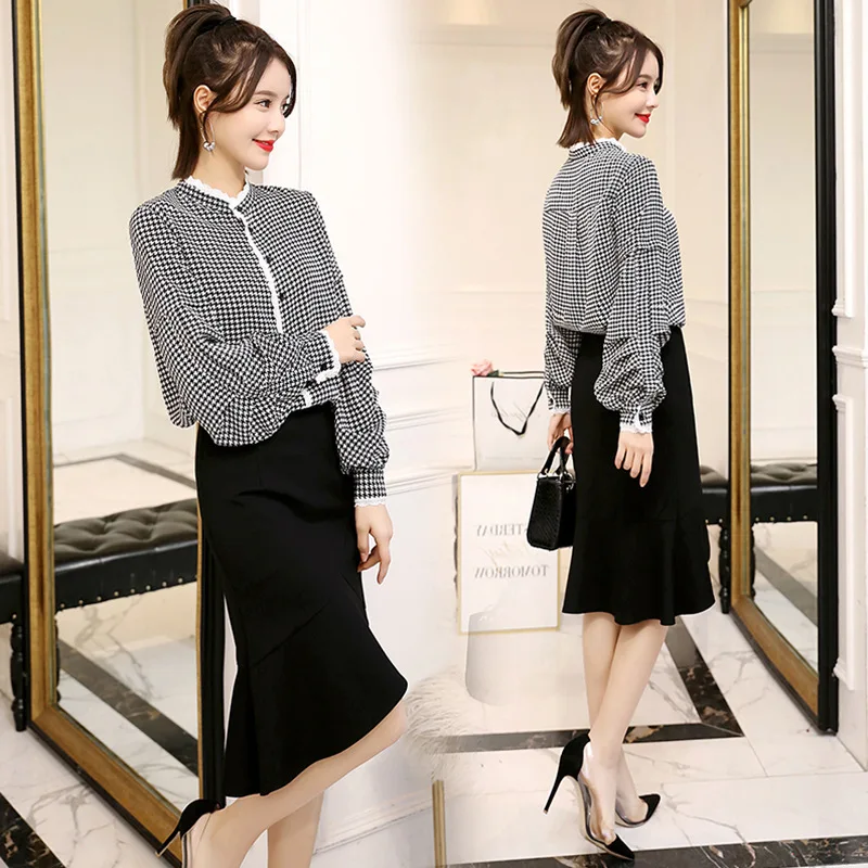 

2019 New Style Spring Clothing Two-Piece Set Ozhouzhan Women's Fashion Korean-style WOMEN'S Wear Slim Fit Short-height Versatile