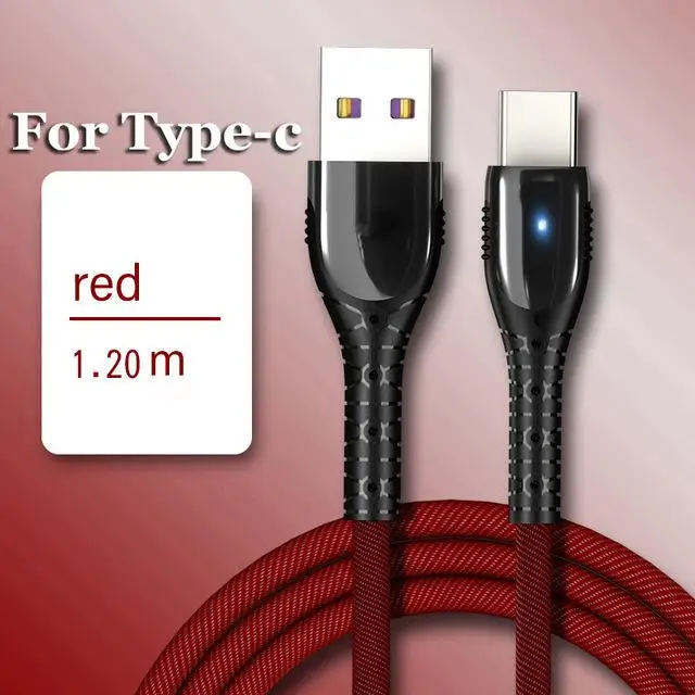 3а кабель usb type C светодиодный кабель для быстрой зарядки USB C кабель Micro usb type-C для huawei mate 20 Pro P20 samsung Xiaomi - Цвет: Red for type c