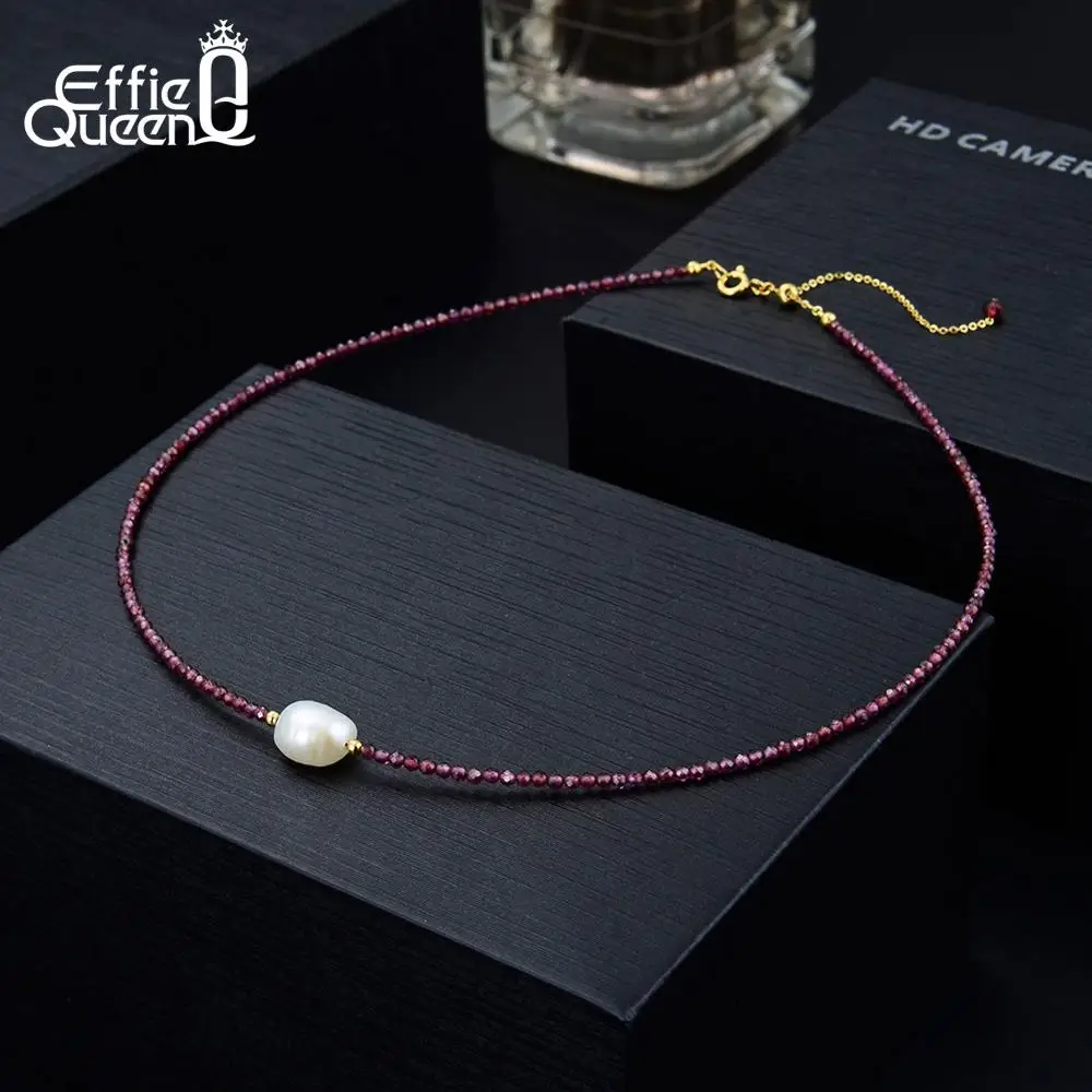 Effie queen, 925 пробы, серебряные ожерелья, натуральный гранат и пресноводный жемчуг, хорошее ювелирное изделие, Свадебная вечеринка, лучший подарок TSN157-R