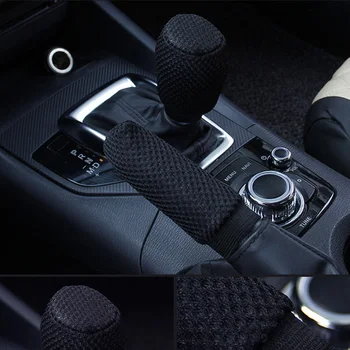 

Car Auto Black Elastic Steering Wheel Cover Shift Knob Hand Brake Sleeve Parts