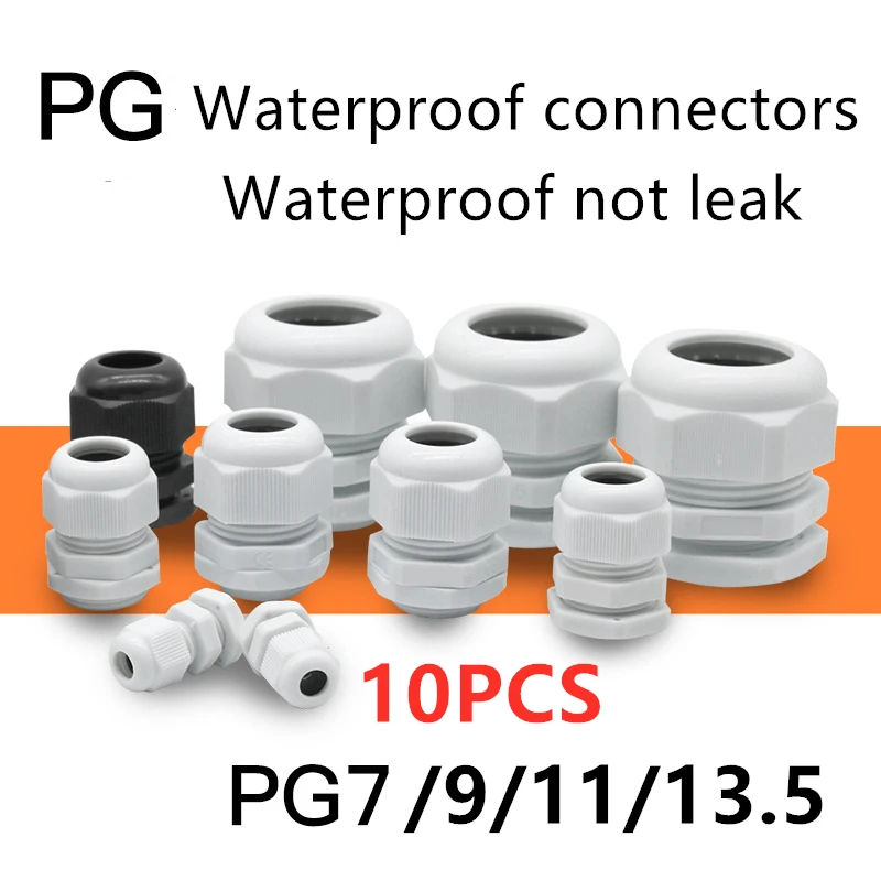 PG7S-6,5, noir Câbles de fixation respectueux de l'environnement pour 3-6,5 mm IP68 PG7 en plastique nylon Lot de 5 presse-étoupes d'entrée 