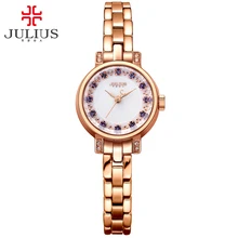 2017 Julius Quartz Brand Lady Watches Women Luxury Bracelet Watches Crystal Diamond Ultra Slim Rose Gold Reloj Hour Clock JA-883