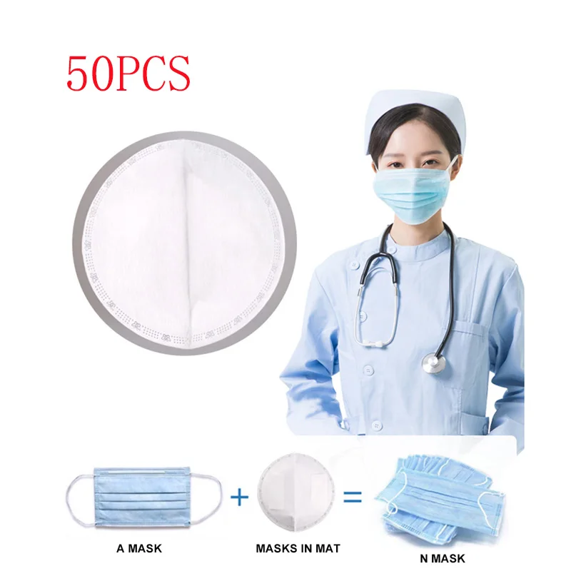 

50Pcs 3Layer Disposable Masks Gasket Safe Anti Dust Breathable Mouth Face Mask Replacement Pad Comfortable Protection Pad