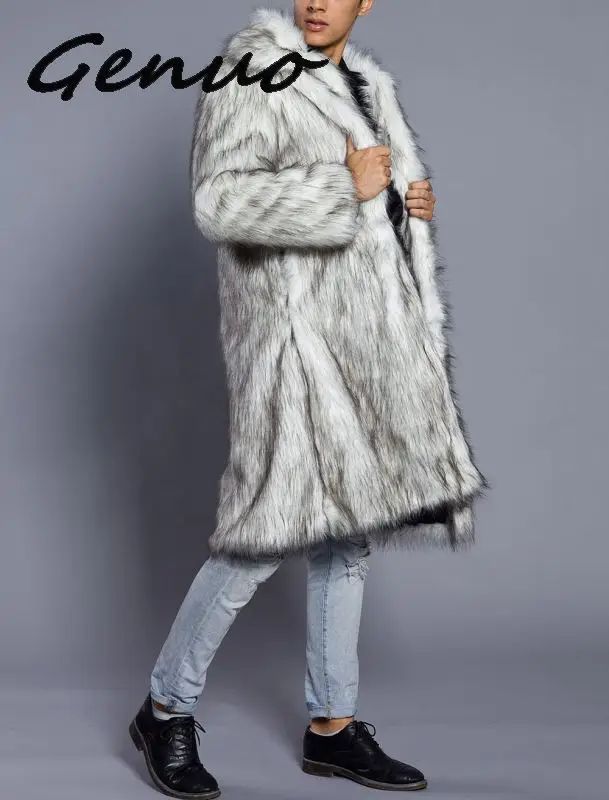 Горячая распродажа мужской костюм с воротником из искусственной шерсти пальто с мехом толстые теплые мульти-размер куртки Осенняя зимняя одежда Длинная ветровка