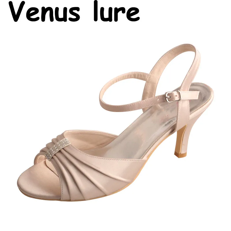 

Pleated Wedding Shoes Sandals Slingback Bride Nude Bridemaid Shoes Size 10