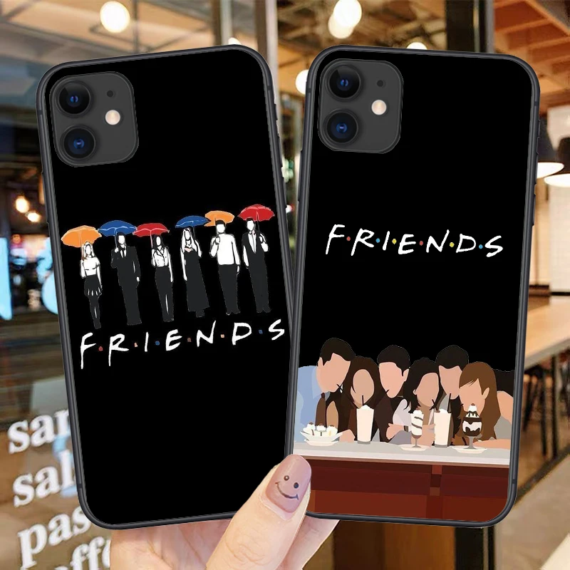 Центральная кофейня с надписью ТВ шоу Friends (черный силиконовый TPU чехол для