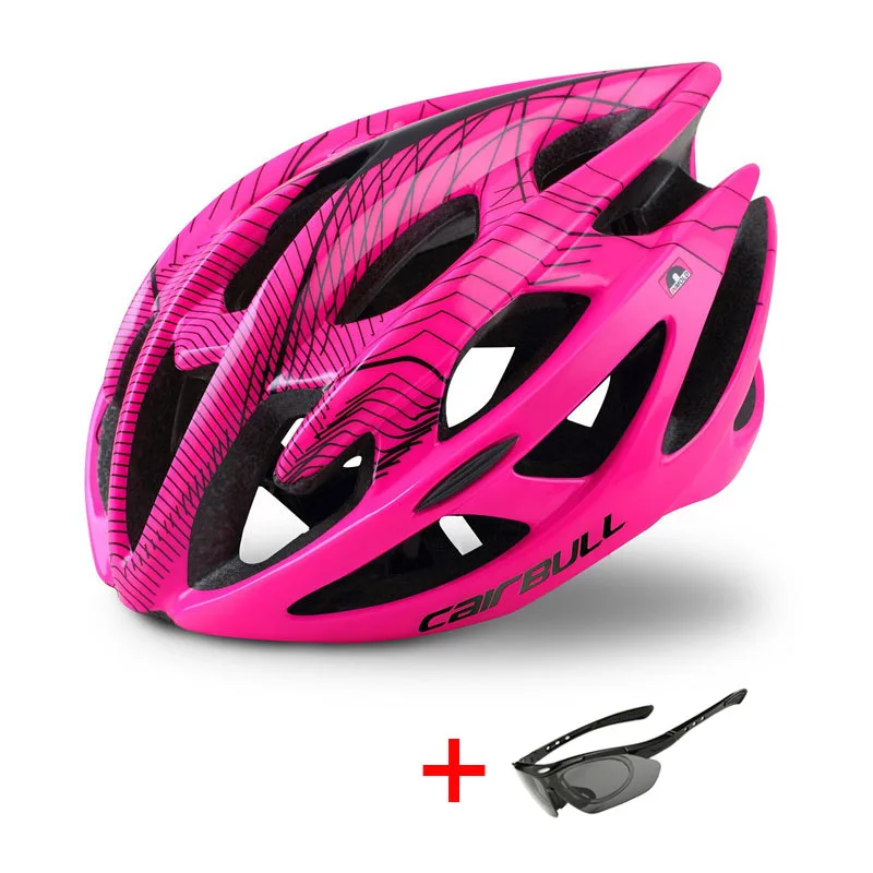 Ультралегкий шлем для горного велосипеда, шоссейного велосипеда, с солнцезащитными очками, для мужчин и женщин, для езды на велосипеде, защитный шлем в форме DH MTB, велосипедный шлем - Цвет: Pink
