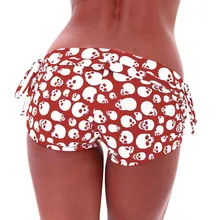 Женские спортивные шорты с эластичной талией для спортзала с принтом черепа, штаны со средней талией, тянущиеся тренировочные шорты с поясом облегающие короткие штаны, леггинсы#30