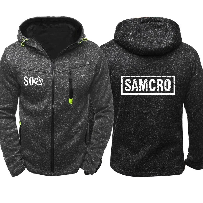 SOA Sons of anarchi/Новая модная спортивная одежда для мужчин; толстовки на молнии; Мужская Повседневная Толстовка; Флисовая теплая толстовка в стиле хип-хоп