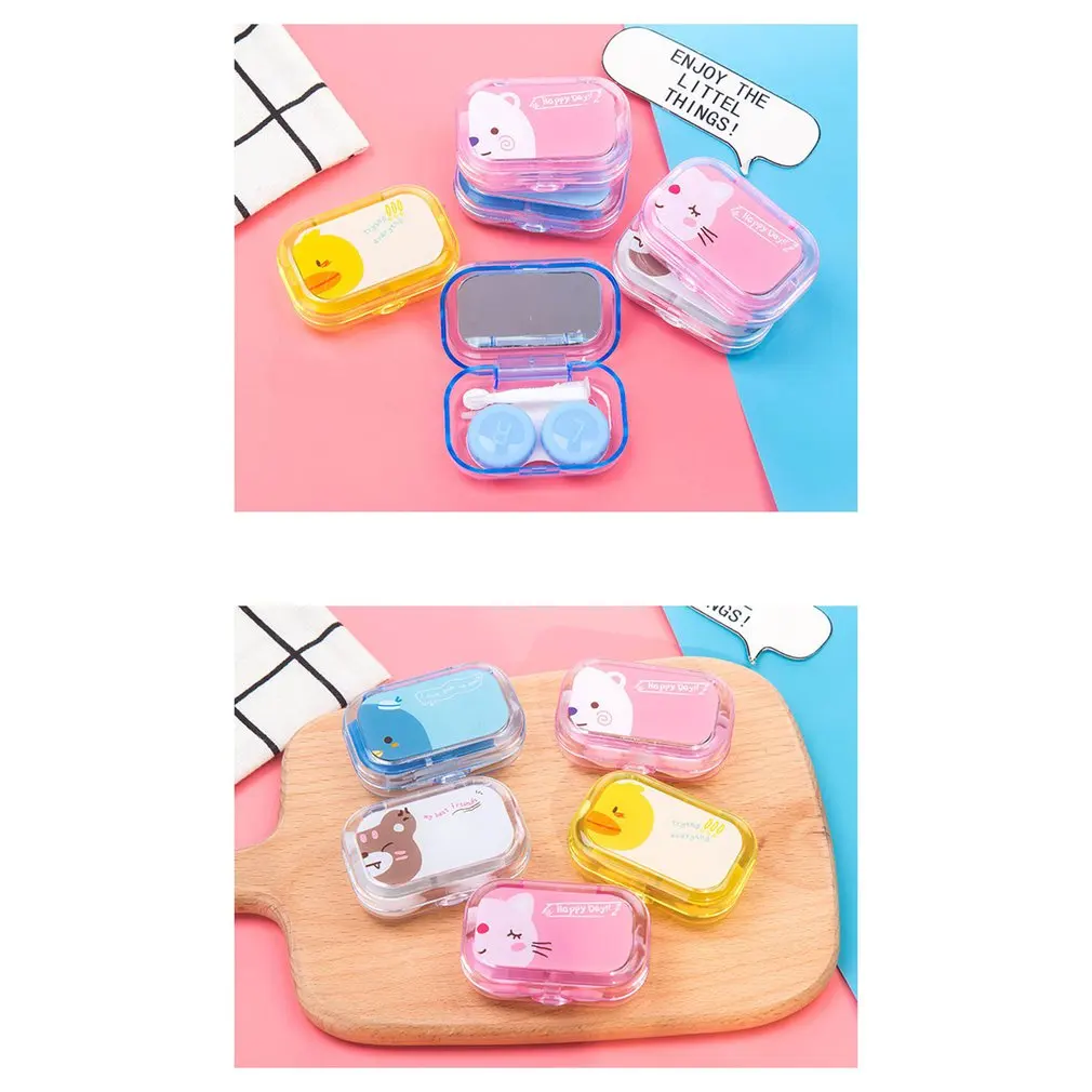 1Pcs Portable Contact Lens Case Cartoon Durable Plastic Travel Holder Care Kit Holder Contact Lens Container dropshipping