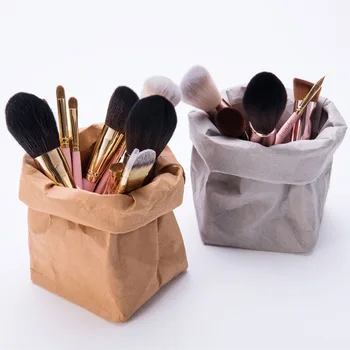 

Kraftpaper Makeup Brush Holder Storage Container Nordic-Style Portable Brush Barrel round Washable Tearing