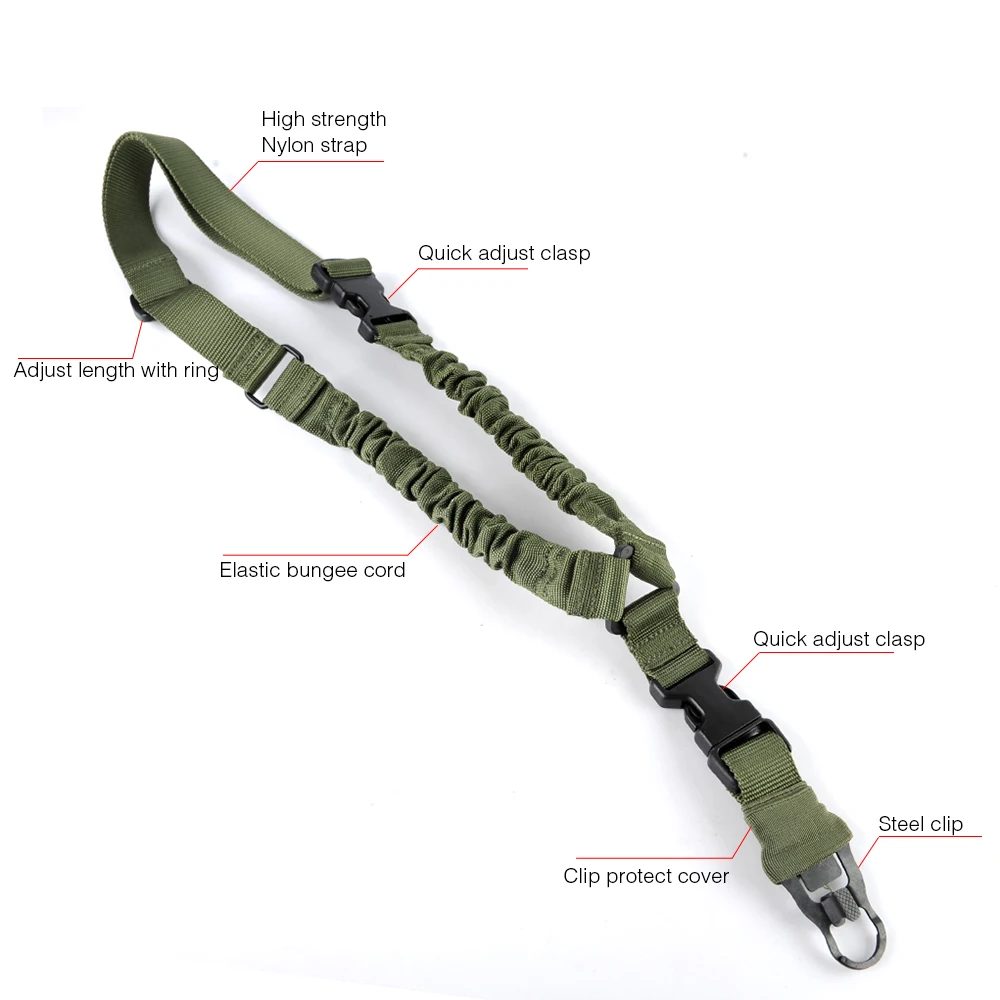 

2Colors Tactical Adjustable Sling Nylon Material Elastic Cord with Quick Adjust Clasp for Hunting Equipment Accessory