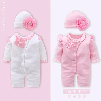 

with Hat Pink Baby Princess Jumpsuit Newborn Lace Clothes going out party beauty infant clothing baby costume christmas clothes