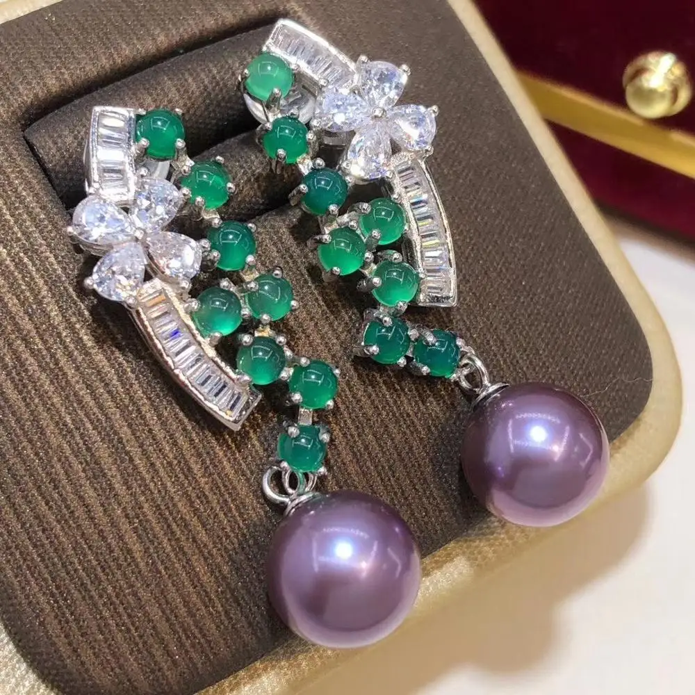 

Серьги-подвески из серебра 925 пробы, Круглые, 9-10 мм