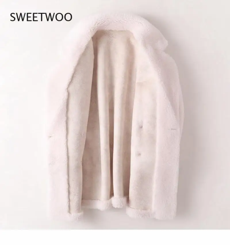 Real Fur Coat High Quality Australian Womens Natural Wool Coats Thick Warm Elegant Loose Large Size Long Outwear For Women 2022