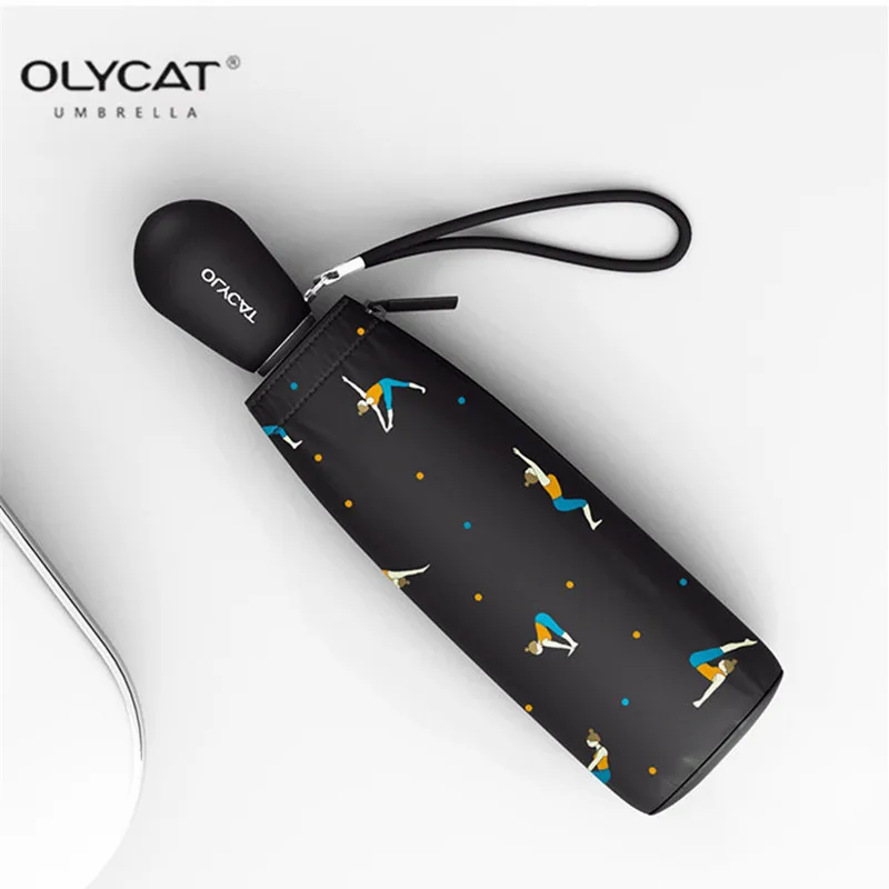 OLYCAT Пятикратный карманный мини-зонтик милый стиль для йоги маленькая девочка Модный узор легкий для путешествий защита от ветра и УФ-излучения зонтик