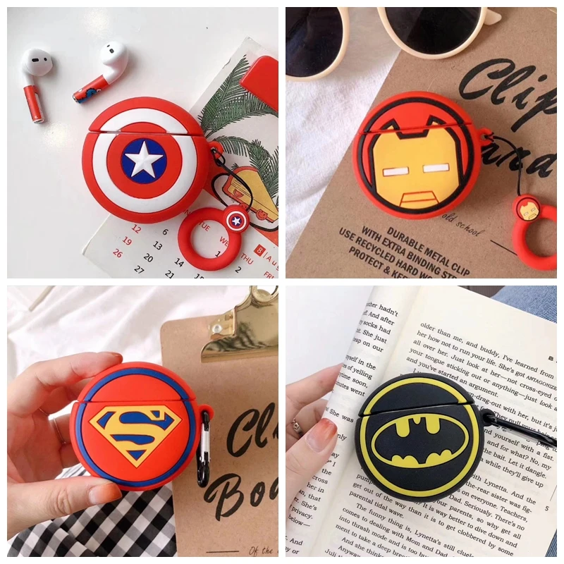 Marvel iron man Silicone Earphones Case Box For Airpods Cover For airpods 2 1 True Wireless Bluetooth Headphones Headset Case