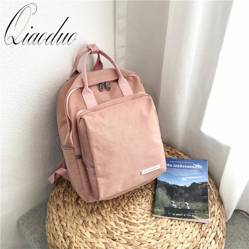 Qiaoduo Harajuku ulzzang Модный женский рюкзак сплошной цвет водонепроницаемый корейский ins сладкий женский элегантный стиль Повседневный Рюкзак
