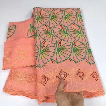 

Good quality Swiss Voile Lace YCS12 hollowed out double colors most popular nice stones African Dress Fabric 100% Cotton fabric