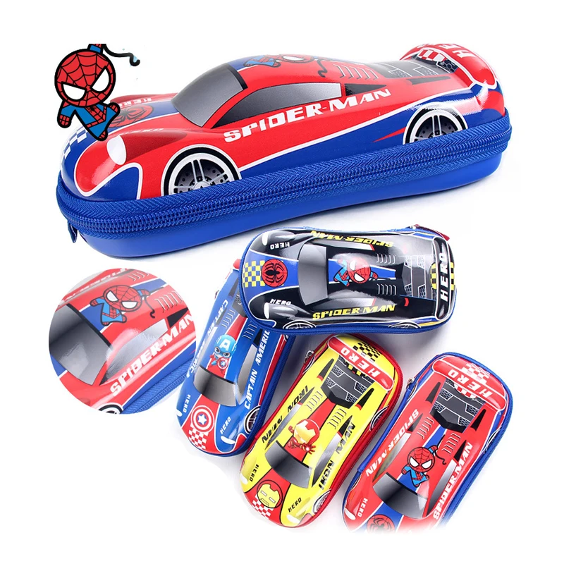 

Kawaii Super Heros Spiderman Ironman Pencil Case for Boys Cute 3D Car Pencilcase Big Capacity Stationery School Supplies Gift