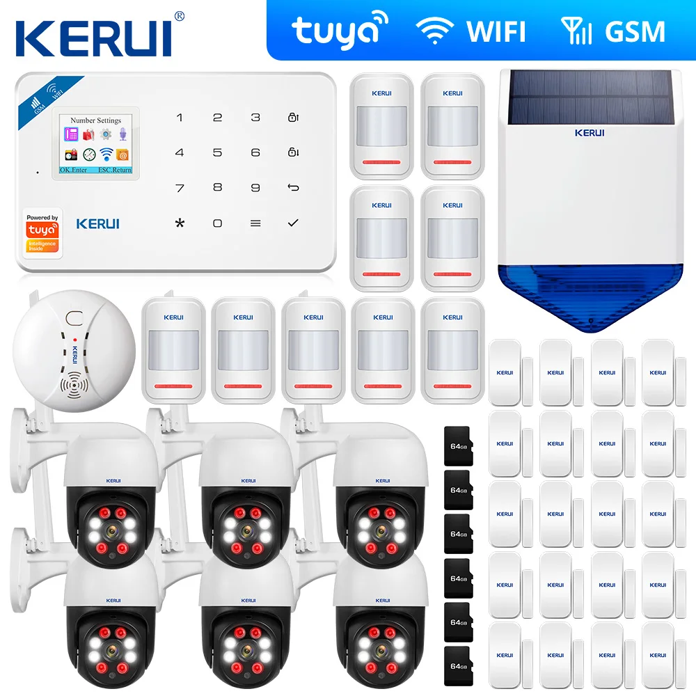 Уличная камера kerui Tuya 3 Мп с Wi-Fi GSM домашняя система охранной сигнализации уличная