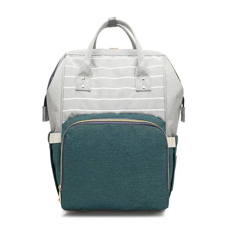 

Hong kai Trend New Style Stripes MOTHER'S Bag Multi-functional Large Capacity Hand Mommy Backpack Processing Customizable