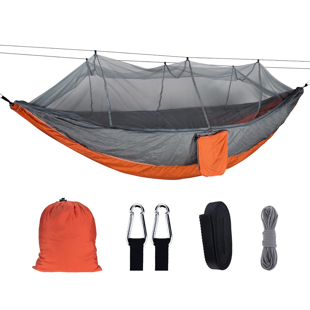 

1-2 Person Outdoor Mosquito Net Parachute Hammock Camping Hanging Sleeping Bed Swing Portable Double Chair Hamac Army Green
