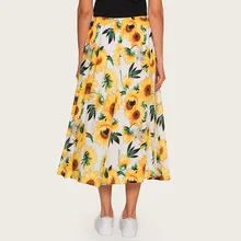 Женские юбки для женщин в богемном стиле Стиль юбки женские праздничное пляжное Vestido Высокая талия с цветочным рисунком для девочек