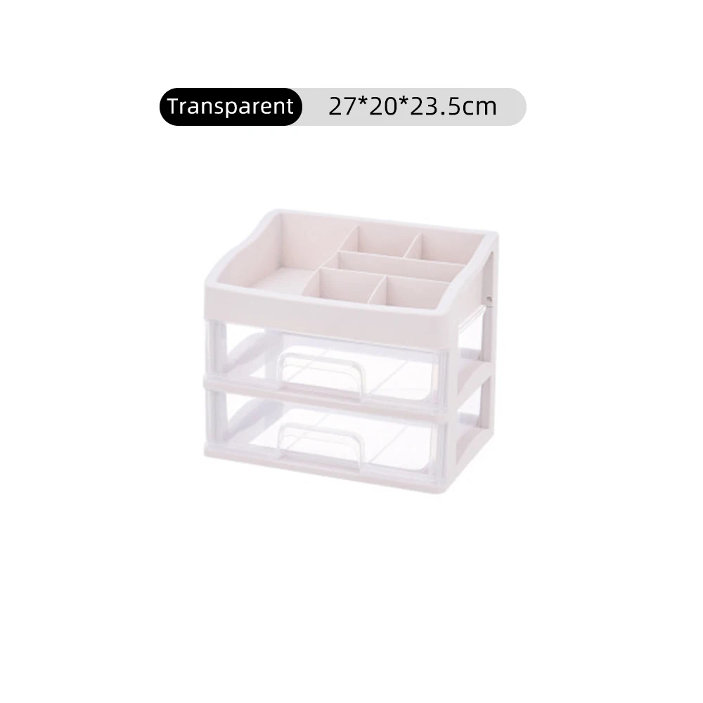 Transparent two Plastic Makeup Organizer Box Cosmetics Storage Container Acrylic Lipstick Holder Jewelry Organizer Sundries Case Makeup Box - Цвет: Transparent two