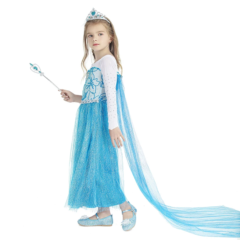 Girls Dress Princess Costume Kids Clothes Elsa Girls Dress Princess Dresses Elza Teenagers Dresses For Kids Children Clothing Anna Elsa Party Snow Queen Cosplay Costumes