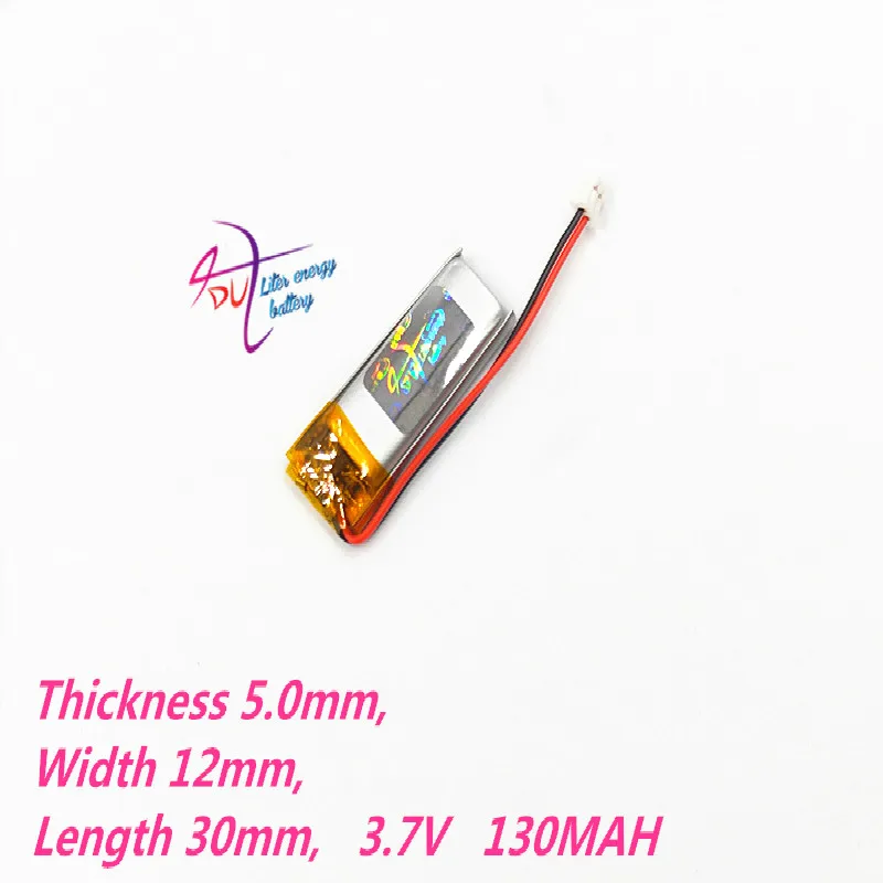 JST 1.5mm 2pin 3.7V 130mAh 501230 Lithium Polymer Li-Po Rechargeable Battery with For Mp3 GPS bluetooth headphone headset | Электроника