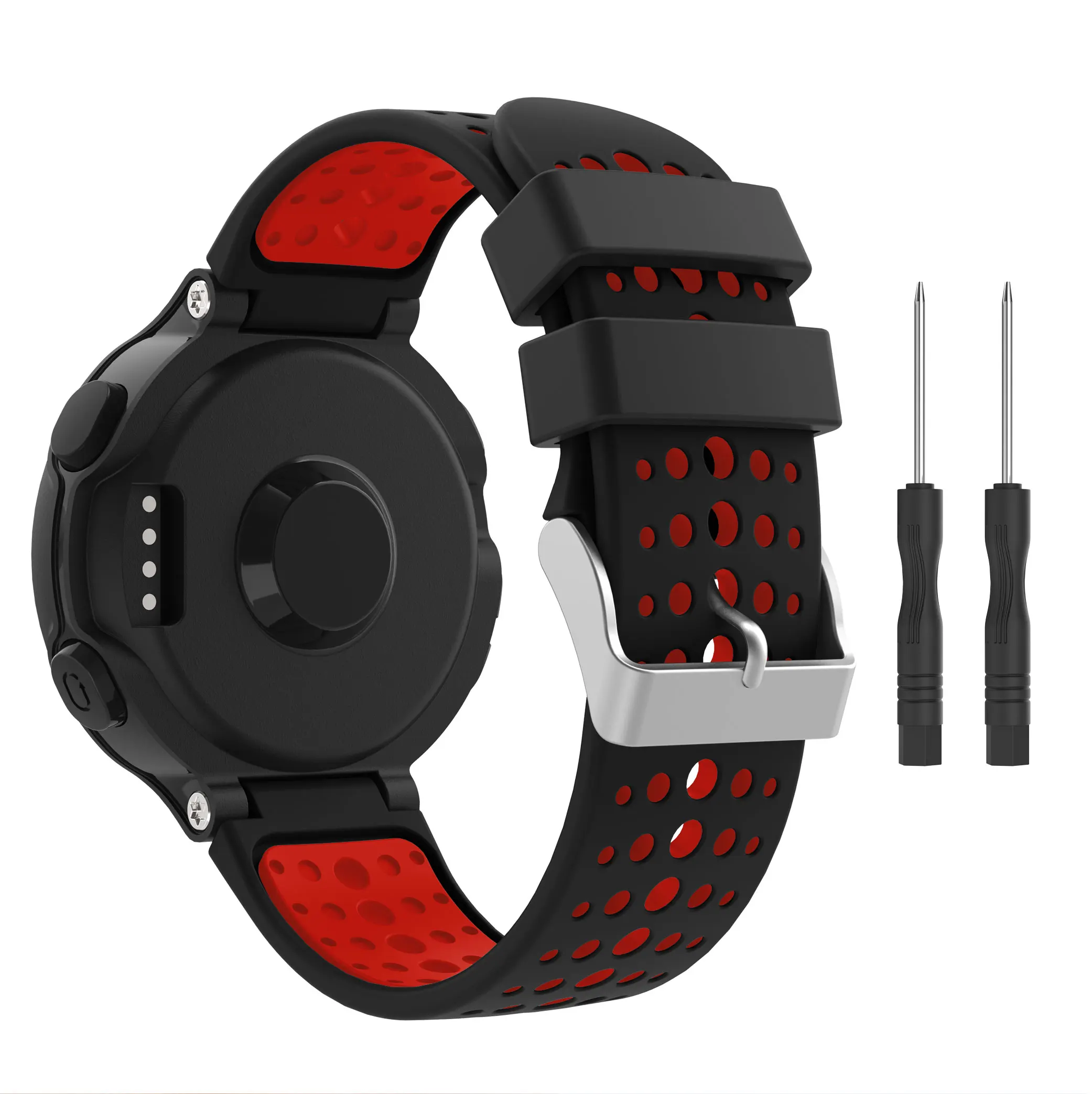 Yayuu Двухцветный силиконовый ремешок для часов Garmin Forerunner 220/230/235/620/630/735XT браслет ремешок Пряжка замена ремешок - Цвет: Black and Red