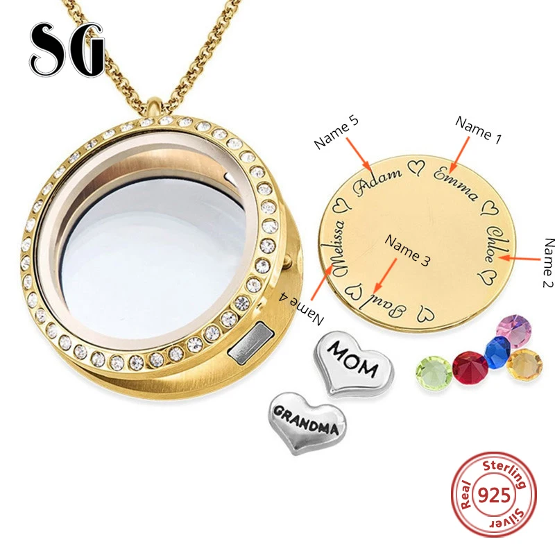 SG персонализированное ожерелье из стерлингового серебра 925 пробы для женщин, новинка, заказной камень по месяцу рождения и гравировка имени, ювелирные изделия, подарки